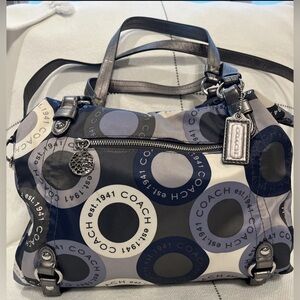 Coach Women's Blue and Gray Patterned Satchel​